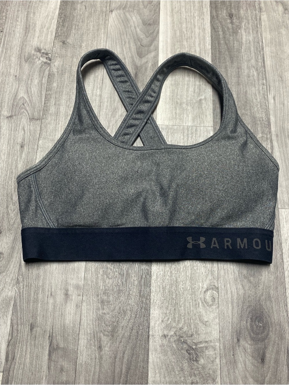 Under Armour Gray & Navy Crossback Sports Bra